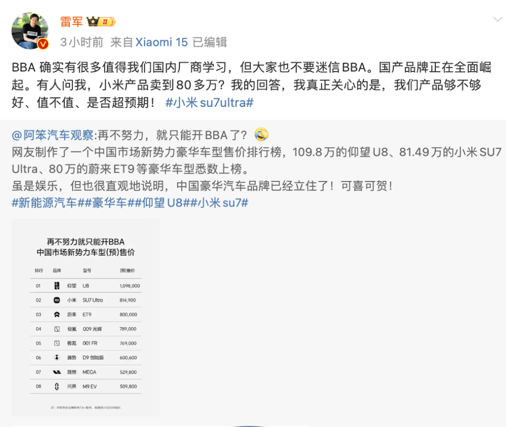 小米汽车卖到80多万<strong></p>
<p>理财收益怎么计算</strong>，网友称再不努力只能开BBA！雷军：不要迷信BBA
