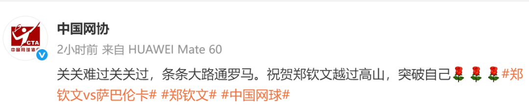 生涯首胜萨巴伦卡<strong></p>
<p>理财帝</strong>,郑钦文赛后发博:山海皆可平,半决赛对阵高芙,再迎复仇之战