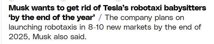 马斯克:希望“年底前”撤掉特斯拉Robotaxi安全监控员