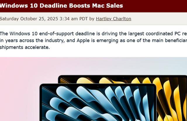 Windows 10退役引发换机潮<strong></p>
<p>理财app下载</strong>,苹果Mac成最大赢家